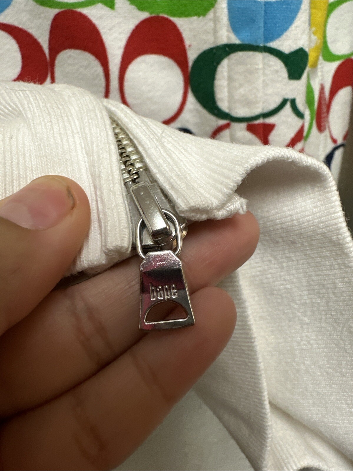 Coach x Bape Hoodie RARE multicolor: Pre owned Sz L Read Description image 8