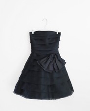 Vtg 80s Victor Costa Saks 5th Black Strapless Fit and Flare Cocktail Dress fit 0