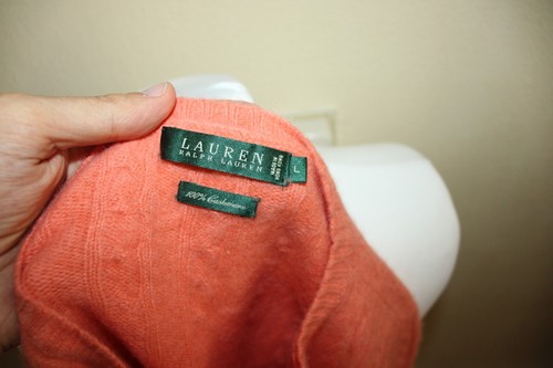 100% CASHMERE LAUREN RALPH LAUREN donna TG L MAGLIONE 54CM arancione-rosa 249025 - Foto 4 di 4