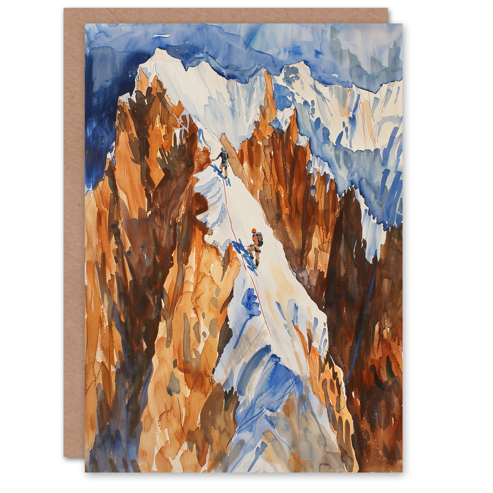 Greeting Card Mountain Climbing Sport Summit Snow Climbers Birthday