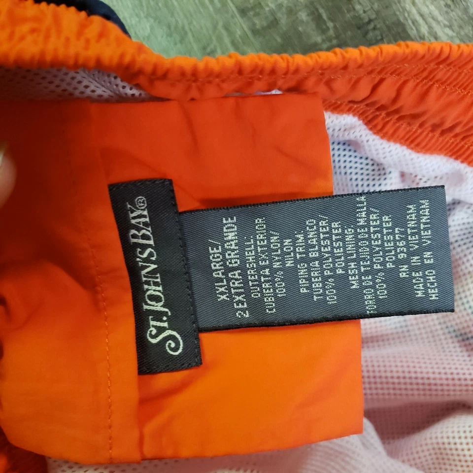 Bañador St. John's Bay para hombre 2XL XXL naranja azul lazo forrado de malla Foto 2 de 3
