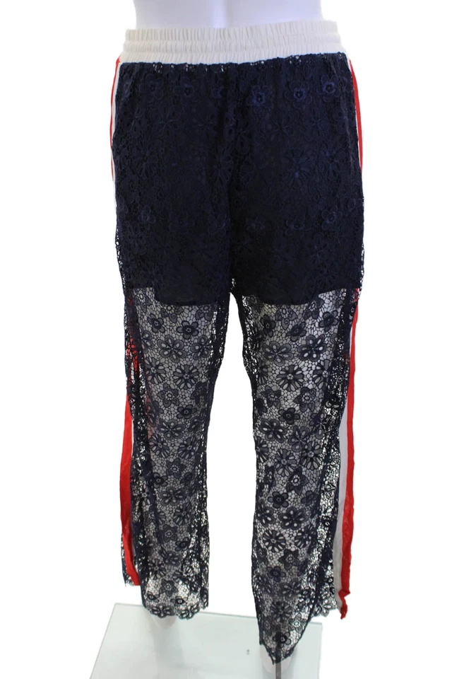 Pantalones de chándal Pinko para mujer azul oscuro con cordón floral talla 6 Foto 3 de 4