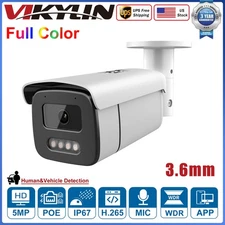 VIKYLIN 5MP 24H Full Color Fixed Bullet IP Camera Built-in Mic POE 3.6MM Lens HD