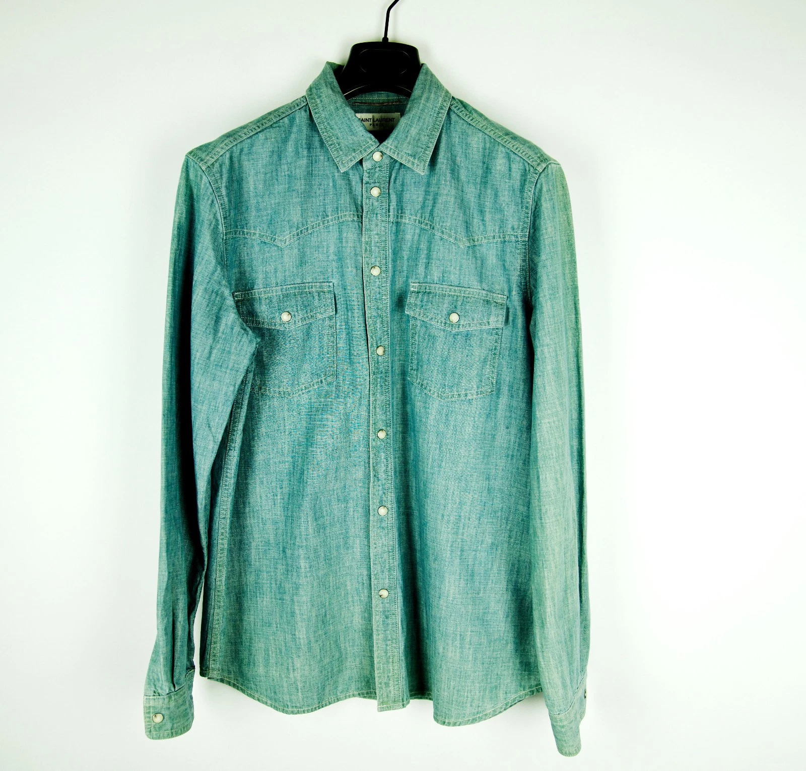 Saint Laurent — SAINT LAURENT Paris Denim Blue Western Long Sleeve Shirt XL X-Large Large L New