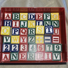 45 Assorted Melissa  Doug Colorful Wooden Alphabet  Number Blocks 1-1/8  