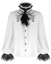 Devil Fashion Mens Gothic Shirt White Steampunk Victorian Vampire & Lace Cravat