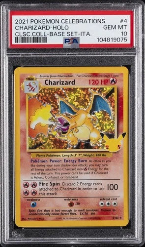 2021 POKEMON CELEBRATIONS CLASSIC COLLECTION ITALIAN #4 CHARIZARD-HOLO PSA 10