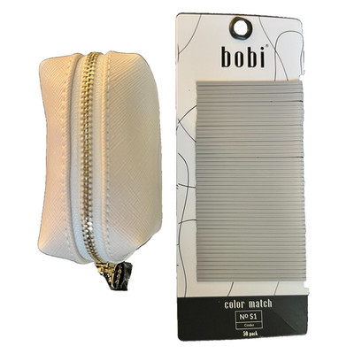 BOBI Light Grey Bobby Pins Cinder Level S1 50 CT+ Mini Travel Bag Flat Non-Slip