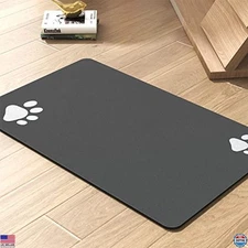Quick-Dry Absorbent Pet Feeding Mat for Food & Water - Stain-Free, Dark Grey