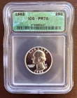 1962 Silver Washington Quarter ICG Certified Proof 70