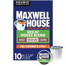 Maxwell House Decaf House Blend Medium Roast K-Cup  Coffee Pods, 10 Count Box