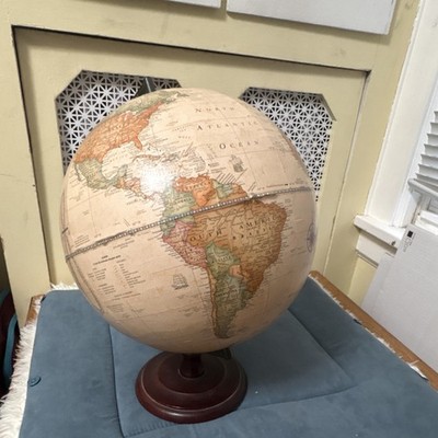 George F. Cram Company Classic Style Tabletop Globe, Rotating, Wood, Metal Base