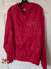 Vintage 1980's Alligator Lacoste Red Zip Front Hoodie Windbreaker Jacket L
