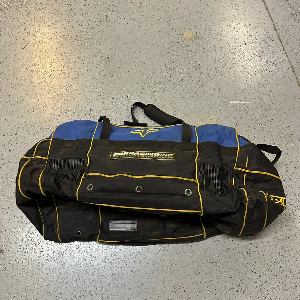 Bolso de Lona Fox Racing Grande Azul Negro Cremallera Parte Inferior de Lona Equipo de Motocross Foto 2 de 4