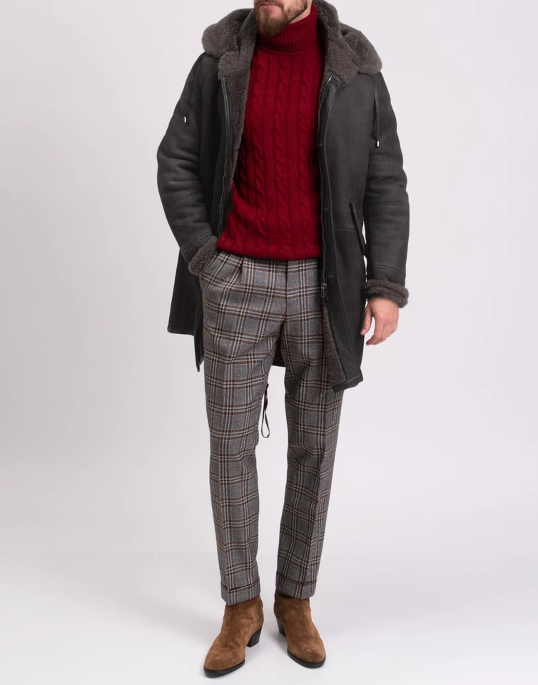 RRP €2350 HERNO Shearling Coat IT50 US40 L Garment Dye Hooded Made in Italy - Image 2 of 4