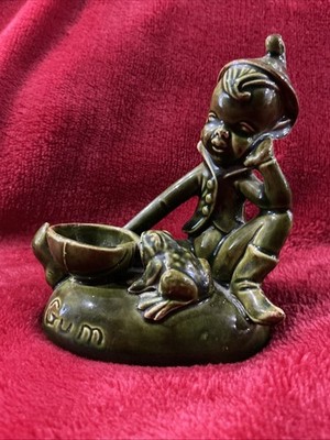 1950s-60s Ceramic Pixie or Elf Chewing Gum Saver Keeper Dish