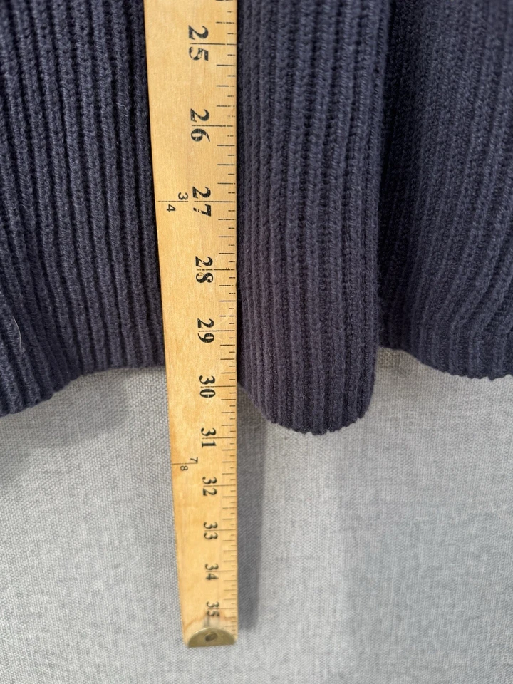 NWT Talbots Gold Button Poncho Shawl Cotton Cable Knit Large Navy Blue Academia - Image 3 of 4