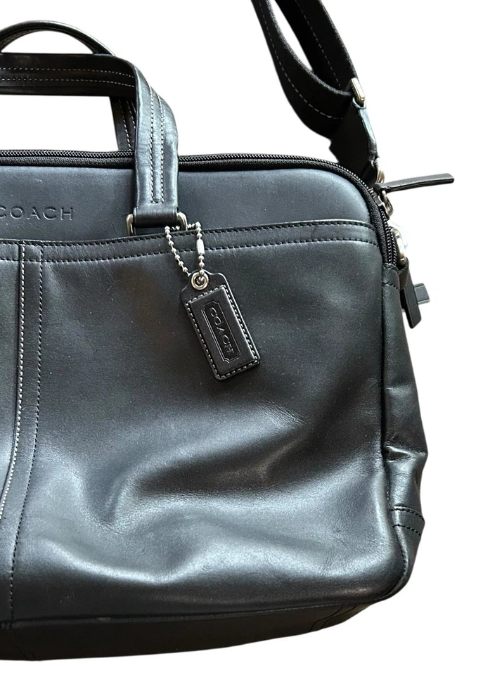 COACH Business Bag 2way F70707 Black Leather Crossbody Messenger Suitcase Read - Image 3 of 4