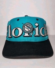 Vintage 90s Miami Florida Marlins Logo 7 Spellout Baseball Hat Cap Snapback🔥