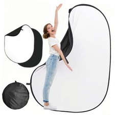 5  6.5 Ft Collapsible Backdrop Pop Up Screen with 5 6.5ft /1.5 2m Black White