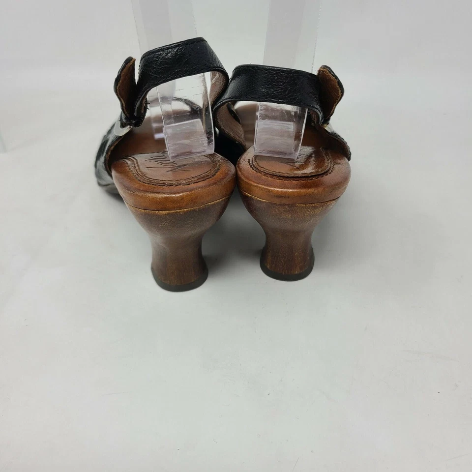 Naya Black Leather Peep Toe Buckle Slingback Block Heels Shoes Women's 6.5 M - Image 4 of 4