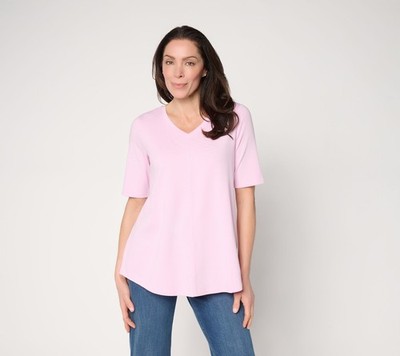Gloria Vanderbilt Women's Top Plus Sz 1X Denim & Co. Essentials Pink A278986