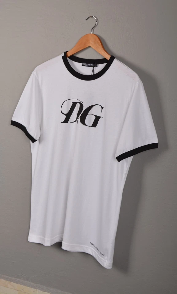 Мужская футболка Dolce&Gabbana белый хлопок L | логотип DG печать спереди | - Изображение 3 из 4