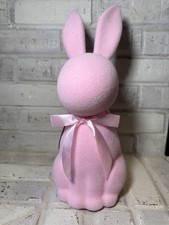 Way to Celebrate Pink Flocked Bunny Easter Decor 15.5 NWT
