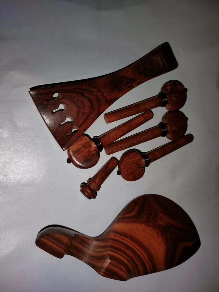 1 Set Rose Wood Violin Fitting With Ebony Collar 4/4 Size Violin Accessory - Image 4 of 4