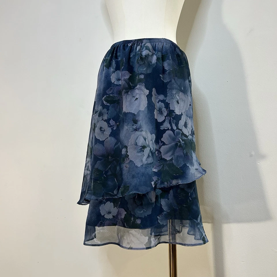 90s Y2K Floral Fairycore Whimsigoth Witchy Ruffle Hem Skirt 32-37 Inch Waist - Image 4 of 4