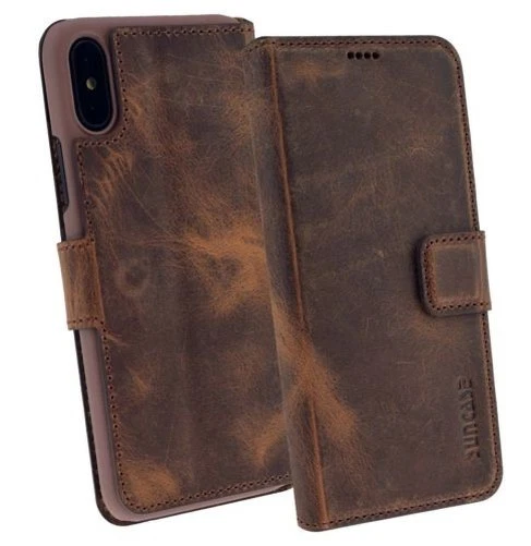 Custodia Stile Libro IN Pelle Cover Protettiva Case Raccoglitore Vintage Caffè - Immagine 4 di 4