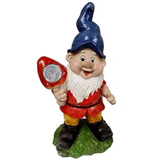 Blue Hat Dwarf Holding Apple Solar Powered LED Light Lamp Outdoor Garden