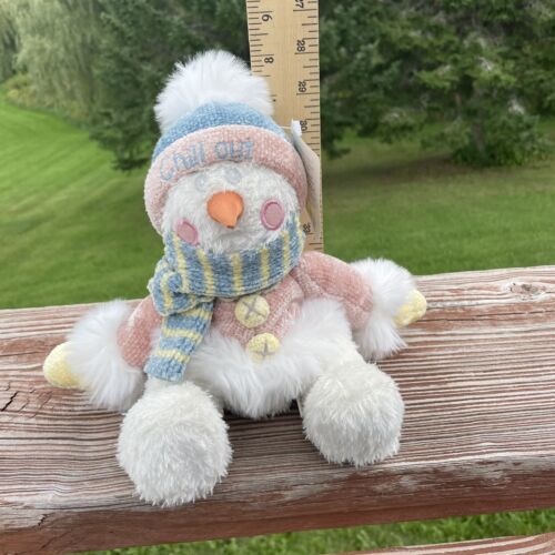 First & Main Christmas Snowman Flakes Plush New with Tags Stuffed Scarf 8” - Picture 2 of 11