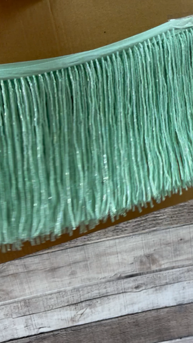 5 Yard Schraube - 6" MINTGRÜN Perlen Glas KUGEL Perle Fransen Lampe Kostüm Borte - Video 1 von 1