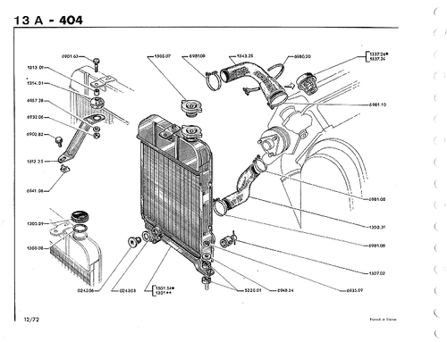 Durit inférieure de radiateur Peugeot 404 essence tous modèles - Picture 3 of 4