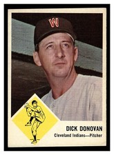 1963 FLEER DICK DONOVAN #11 CLEVELAND INDIANS HIGHER GRADE NO CREASES