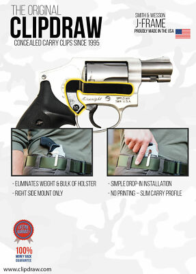 #ad Clipdraw Belt Clip Smith amp; Wesson J Frame Revolver IWB SILVER Clip Holster Right $20.90