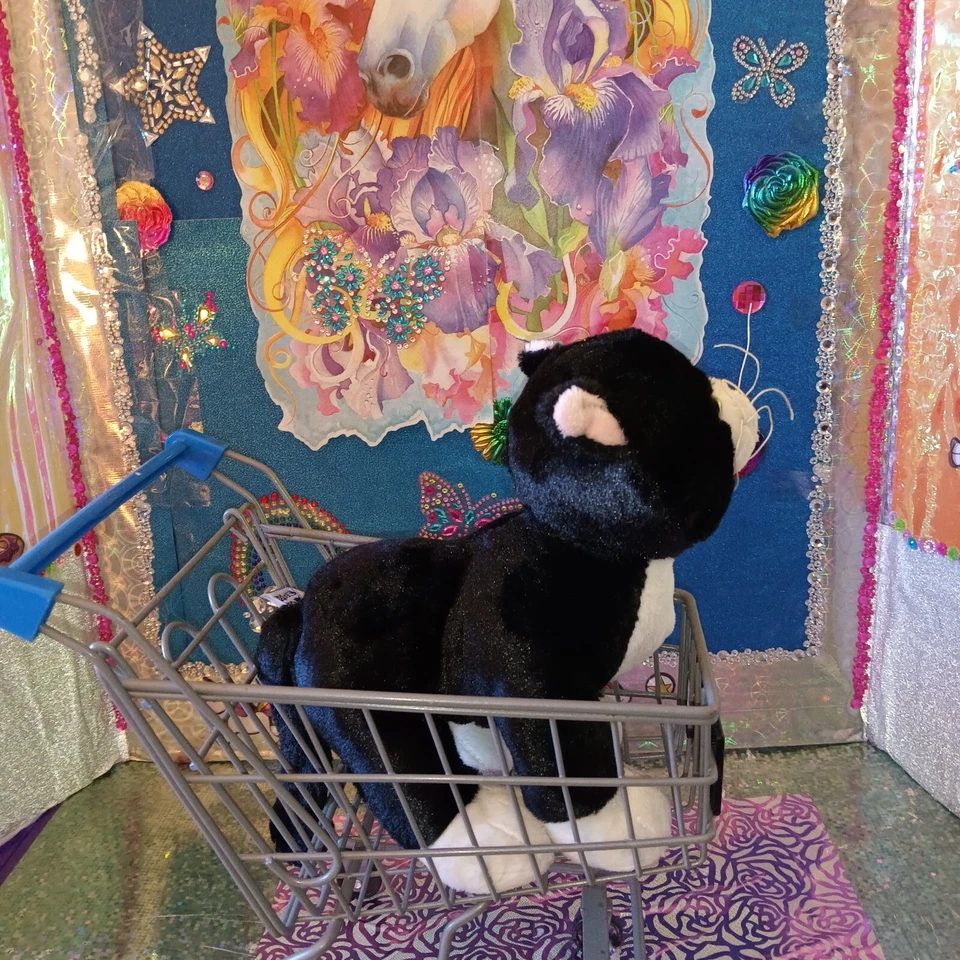 🦄Ganz / Webkinz "Tuxedo Cat" Black & White Color Kitty HM654 '2012 9" Plush! - Image 3 of 4