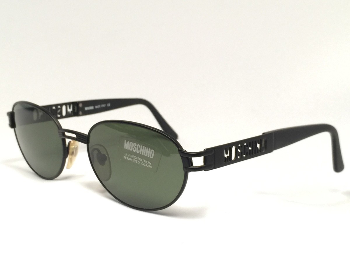 NEW VINTAGE MOSCHINO MM3018 MATTE BLACK OVAL 1990'S ITALY