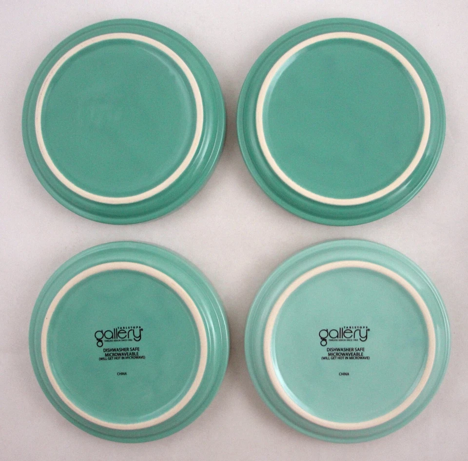 Tabletops Gallery 8pc Ceramic Set Aqua Green 6" Canape Plates & 4" Tidbit Bowls - Image 4 of 4