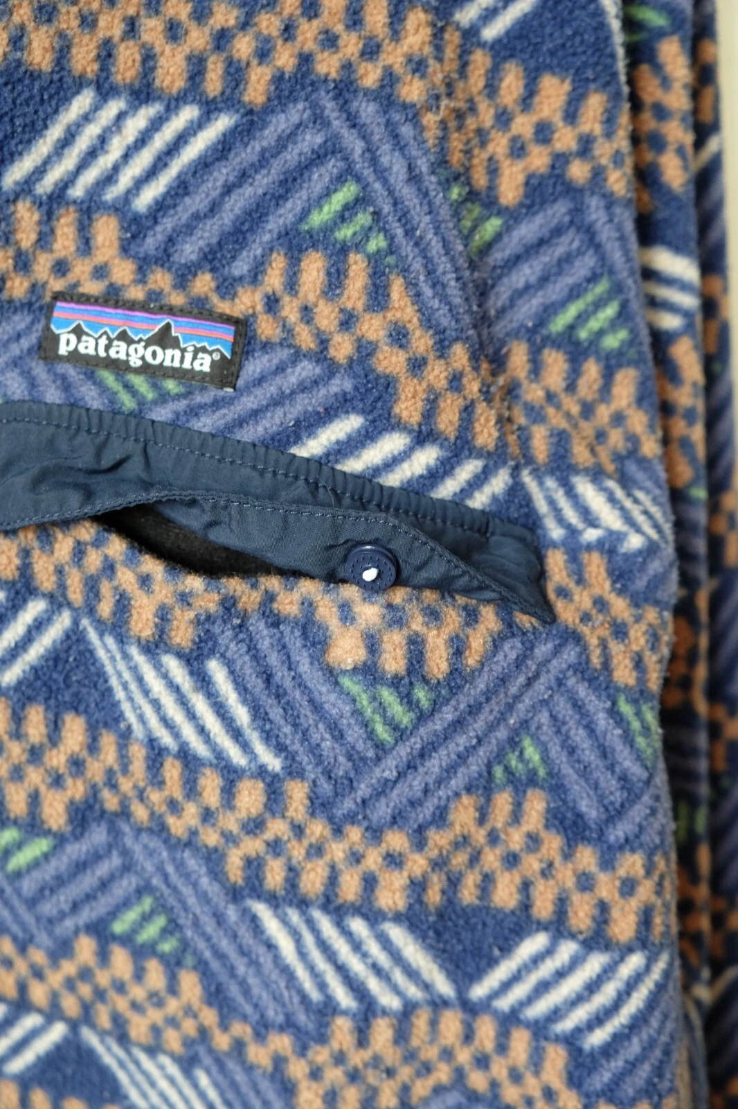 patagonia snap t synchilla geometric fleece pullover jacket