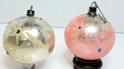 Vintage West Germany Bejeweled Shooting Star Mercury Glass Ornaments 