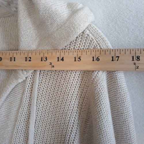 Retrofit Hooded Sweater Womens Medium Beige Long Oversized Kangaroo Pockets Knit - Picture 5 of 11
