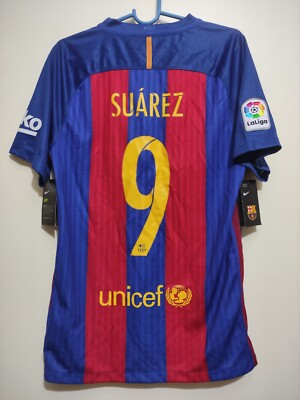 Barcelona 2016 2017 Home Shirt Suarez #9 Nike Soccer Jersey