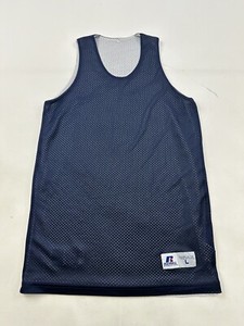 Russell Athletic Basketball Jersey Youth Large White Blue Reversible Practice