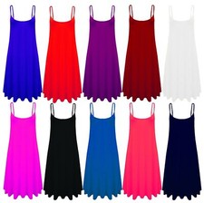 New Women's Long Cami Swing Dress Camisole Plus Size Vest Top UK 8-26
