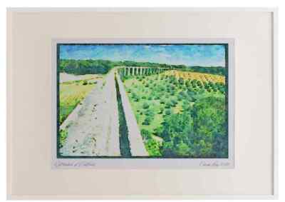 Portugal 256086 Römisches Aquädukt Tomar Landschaft A2 Bilderrahmen Aquarell p