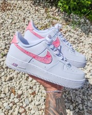 Nike Air Force 1 07 bianche personalizzate / ragazza Gs uomo unisex rosa fluo