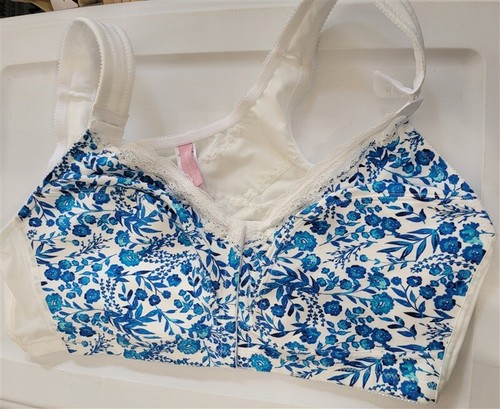 NWOT Comfort Choice 42C Posture Support Soft Cup Bra Blue White 118954 - Picture 3 of 4