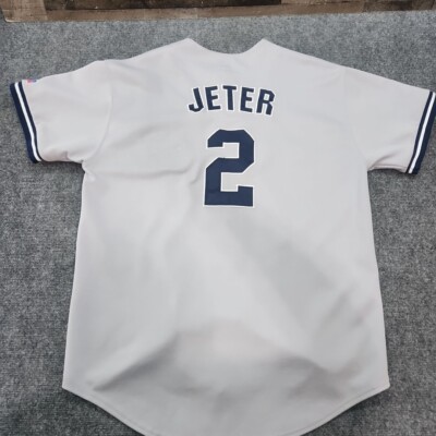 ニューヨーク ヤンキース　#2 JETER RUSSELL製 90s New York Yankees Derek Jeter #2 Men L Gray Russell Athletic